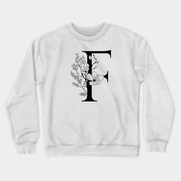 Letter F Monogram - Floral Initial Crewneck Sweatshirt by ZenNature